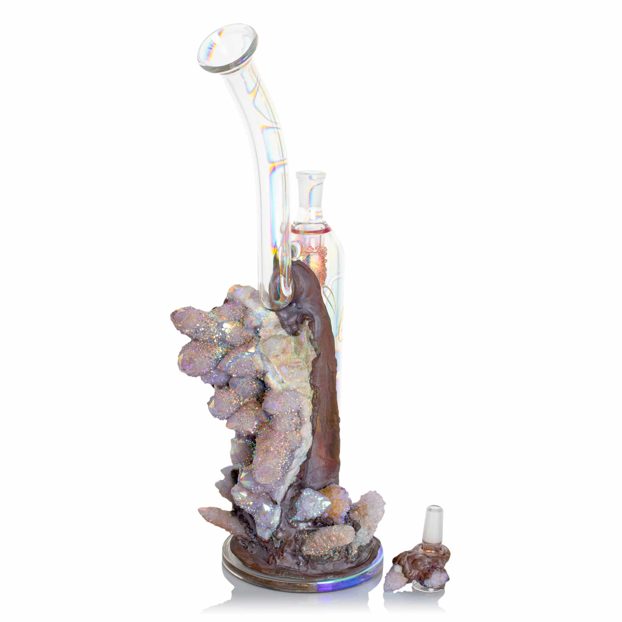 Envy Glass – Quartz and Dichro with Bowl Slide and Titanium 1