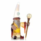 Phil Siegel Glass Wizard With Golden Robe And Clear Hat